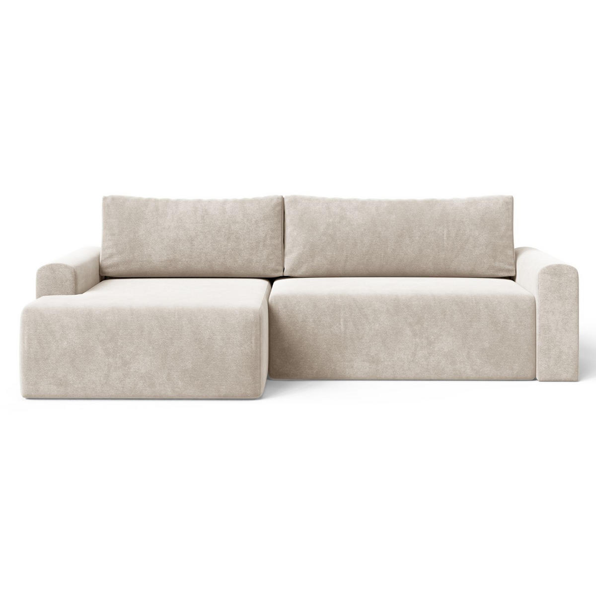 ECKSOFA MILO LARGE mit Schlaffunktion, Bettkasten und Cordbezug, Links - VIBE 08 - Beige, Holz (270/142cm) - Dekori_Interiors
