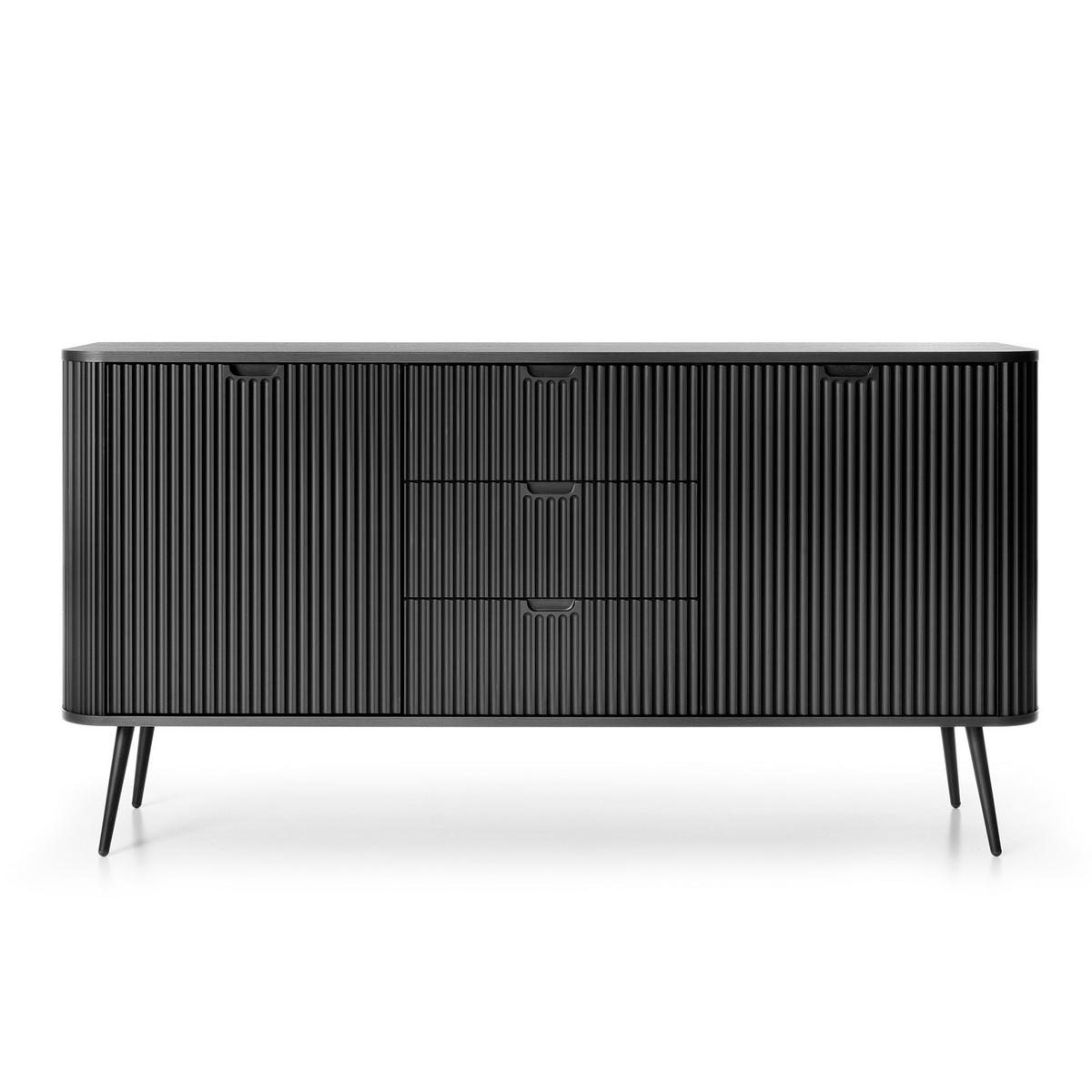 SIDEBOARD MORDEN KOM2 Abgerundeter Korpus Schwarz Schwarz - Schwarz, Holzwerkstoff/Kunststoff (168/87/39cm) - Komodee