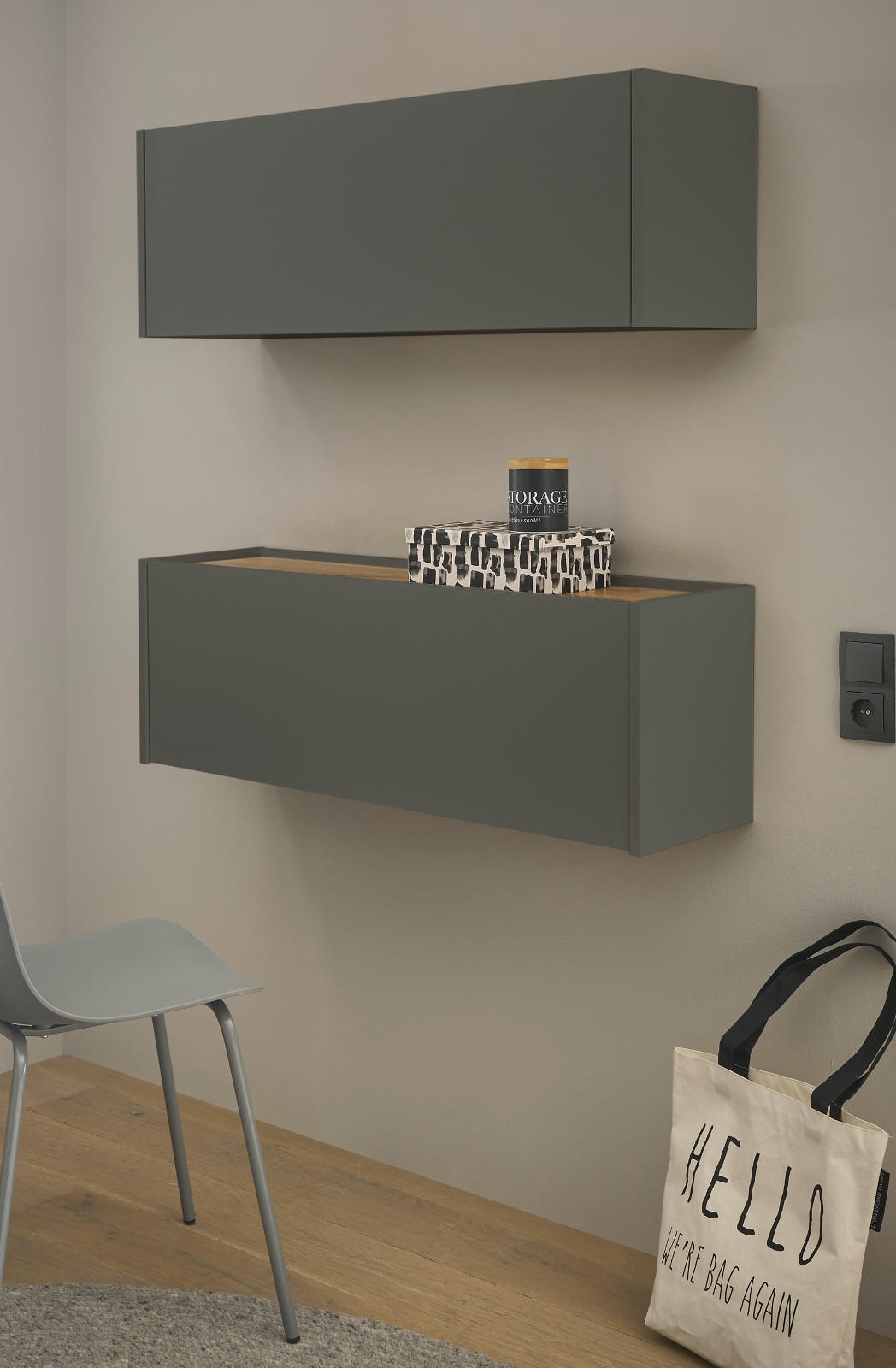 Thumbnail - Furn.Design Sekretär, Grau, Eiche Wotan, Holzwerkstoff, Nachbildung,Eiche, Uni, Holz Optik, einzeln stellbar,Rechteckig,...