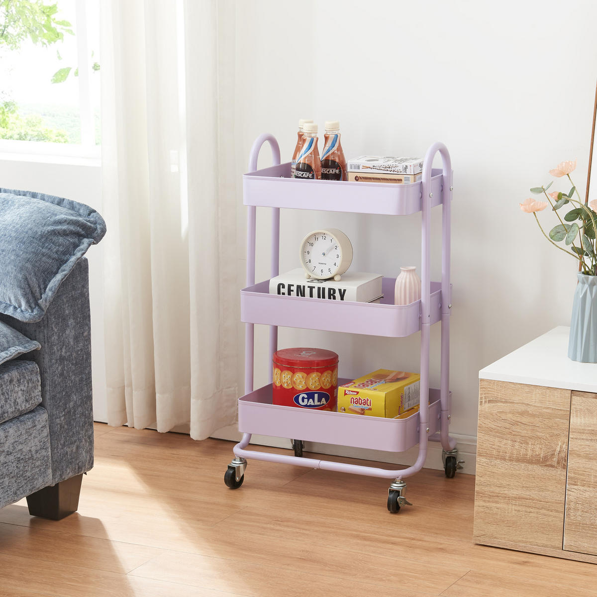 SERVIERWAGEN Pyhäntä - Lila, Metall (46/78.5/35cm) - [en.casa]
