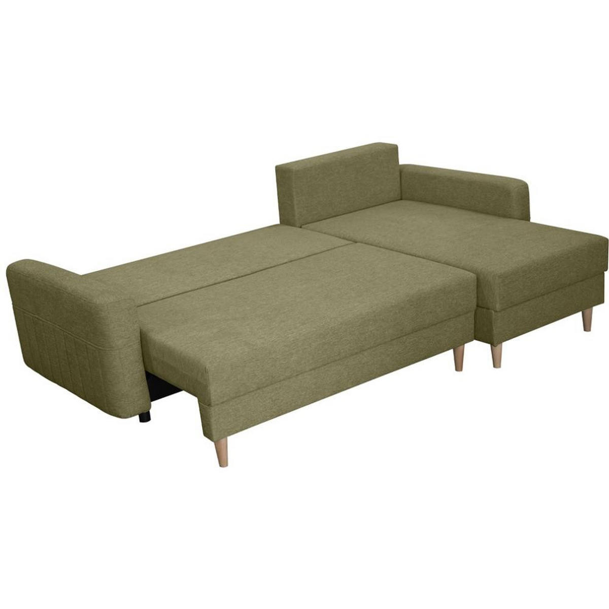 ECKSCHLAFSOFA Vega mit Universelle Ottomane Grün - Grün, Textil (225/150cm) - Beautysofa