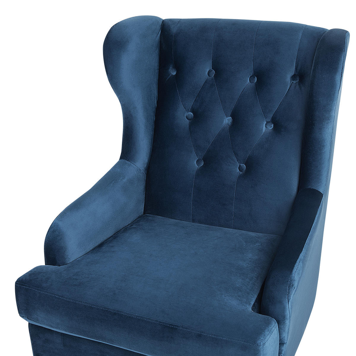 SESSEL Samtstoff dunkelblau Alta - Blau/Schwarz, Textil (72/102/85cm) - Beliani