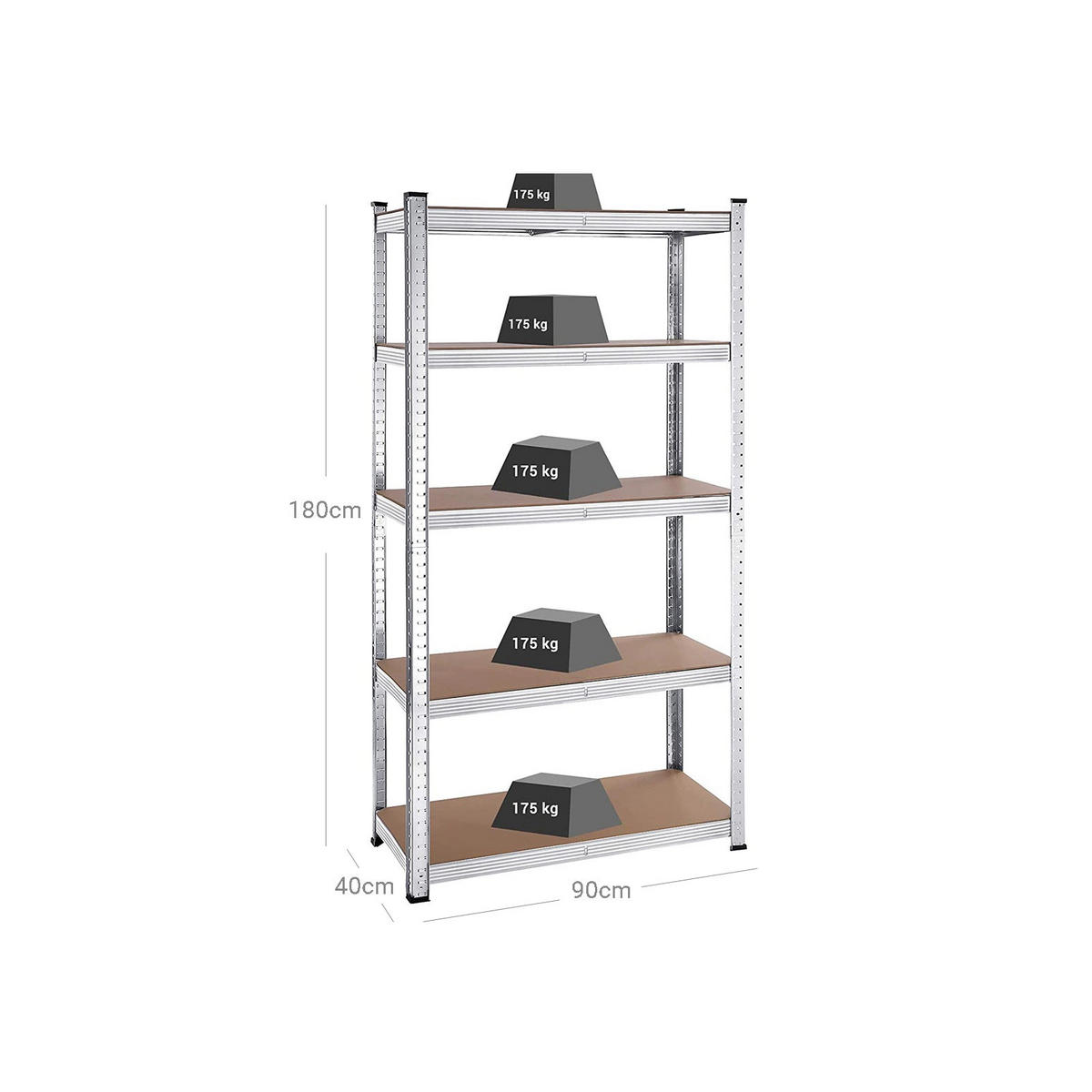 STANDREGAL 2ER-SET - Silberfarben, Metall (90/180/40cm) - Hansiro