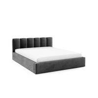 POLSTERBETT BERGO, 180x200 cm, Doppelbett mit Bettkasten, Velourstoff, Frabe: Dunkelgrau - Dunkelgrau, Holz/Textil (180/200cm)