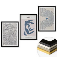 WANDBILDER 3er-Set - 40x60 cm Schwarzer Rahmen - Abstrakte blaue Linien - Schwarz, Kunststoff (40/60cm) - ArtPrintCave