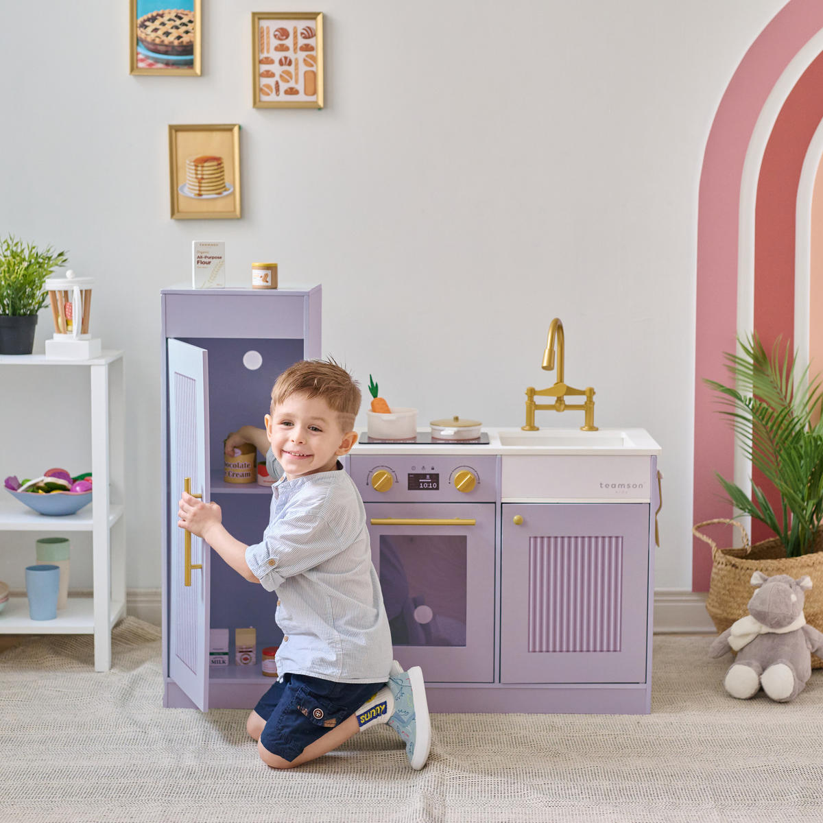 KINDERKÜCHE Chester - Lila, Holzwerkstoff (85/30/80cm) - Teamson Kids