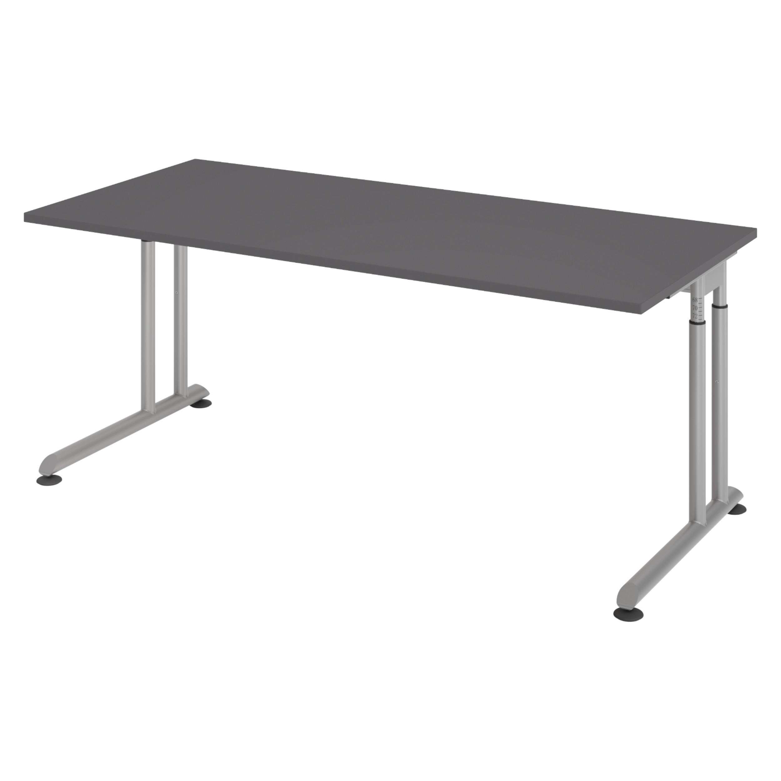 SCHREIBTISCH Serie-Z 80/180/74 cm in Graphitfarben/Silberfarben - Silberfarben/Graphitfarben, Holzwerkstoff (80/180/74cm) - bümö