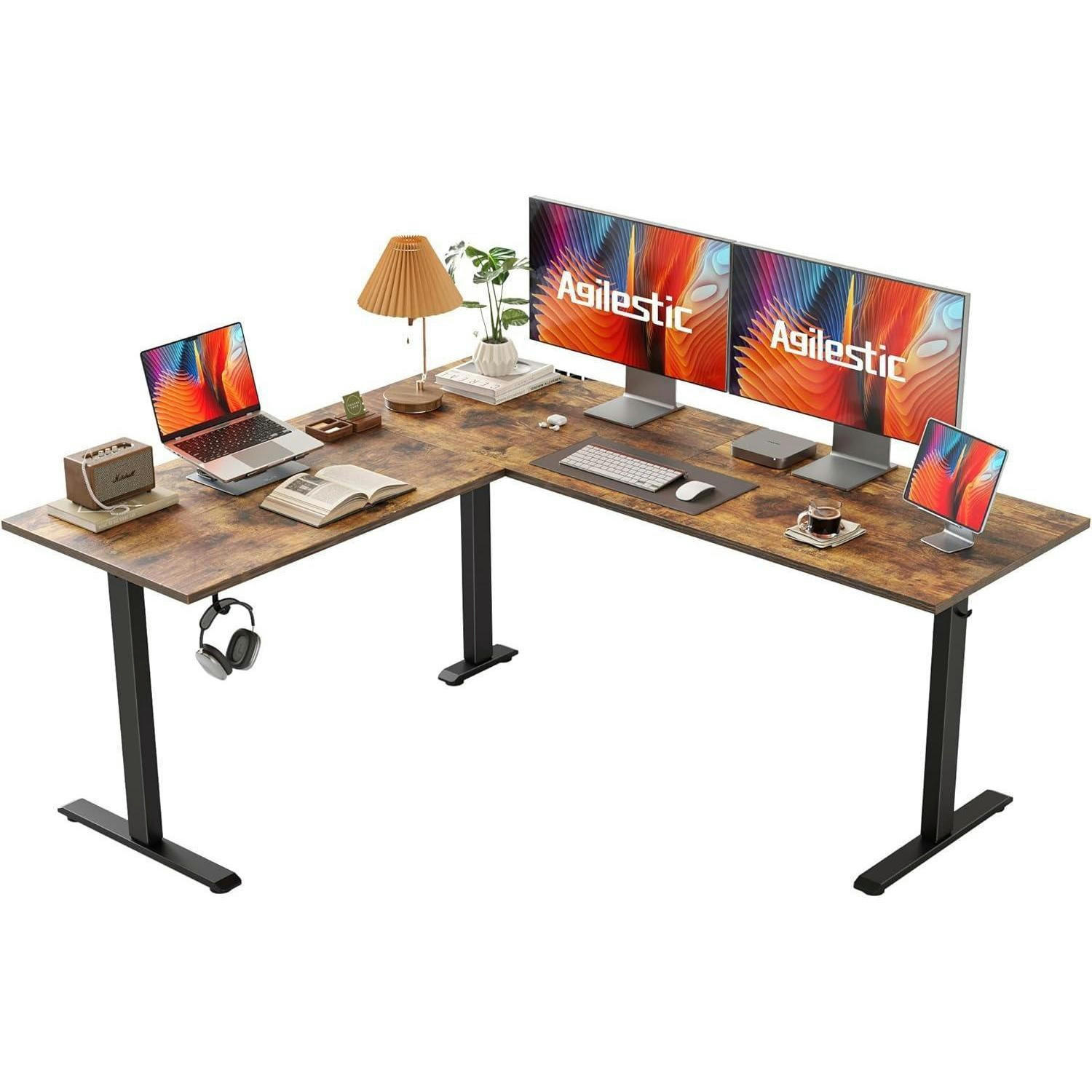 SCHREIBTISCH L-förmig höhenverstellbar Braun 150 x 125 cm - Braun, Holzwerkstoff (150/60/75cm)