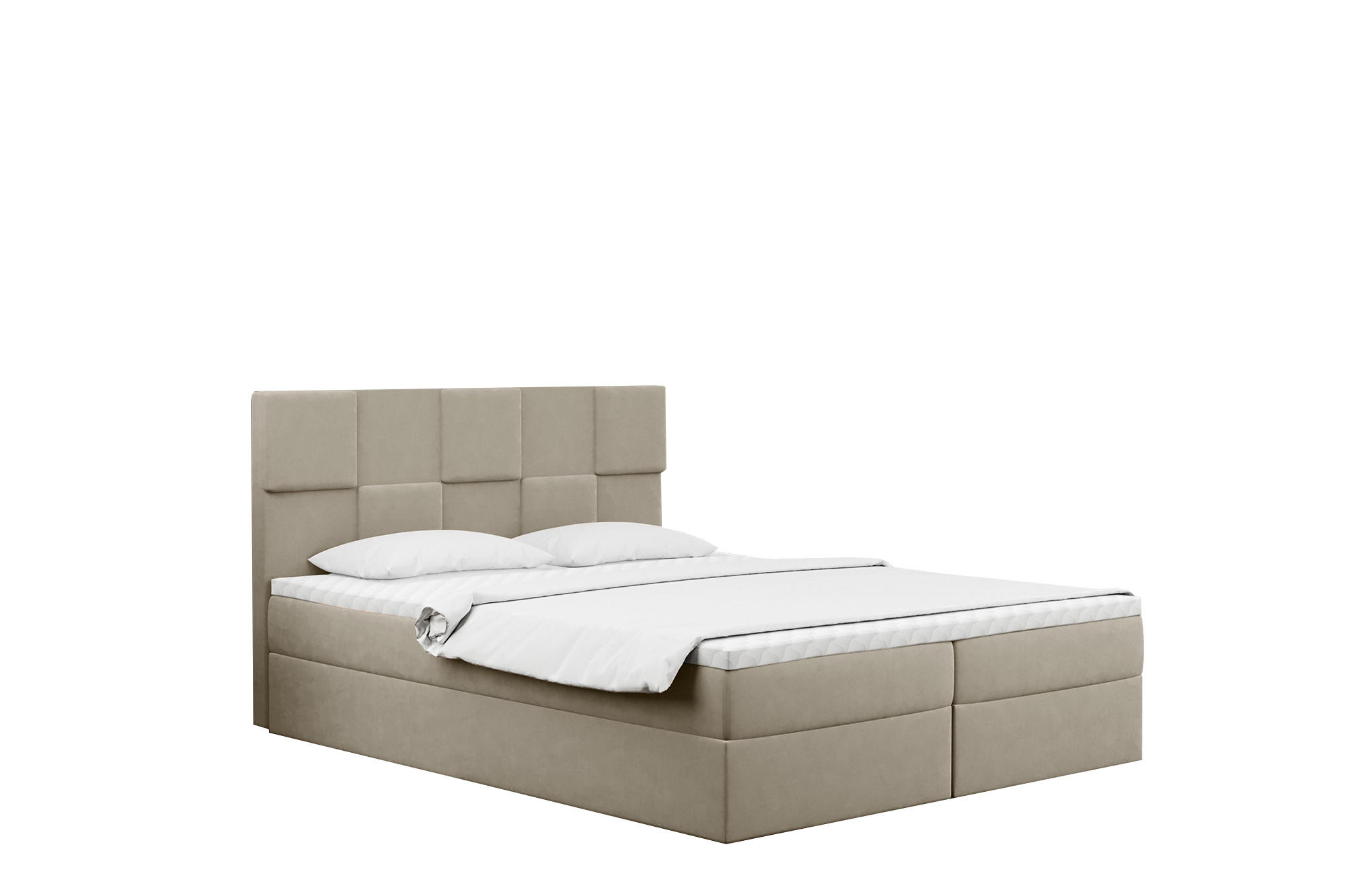 BOXBETT mit Bettkasten und Matratze CLARA Stoff Velvet Beige 180x200 cm H3-Bonell - Beige, Holz/Textil (180/200cm) - Kaiser Möbel
