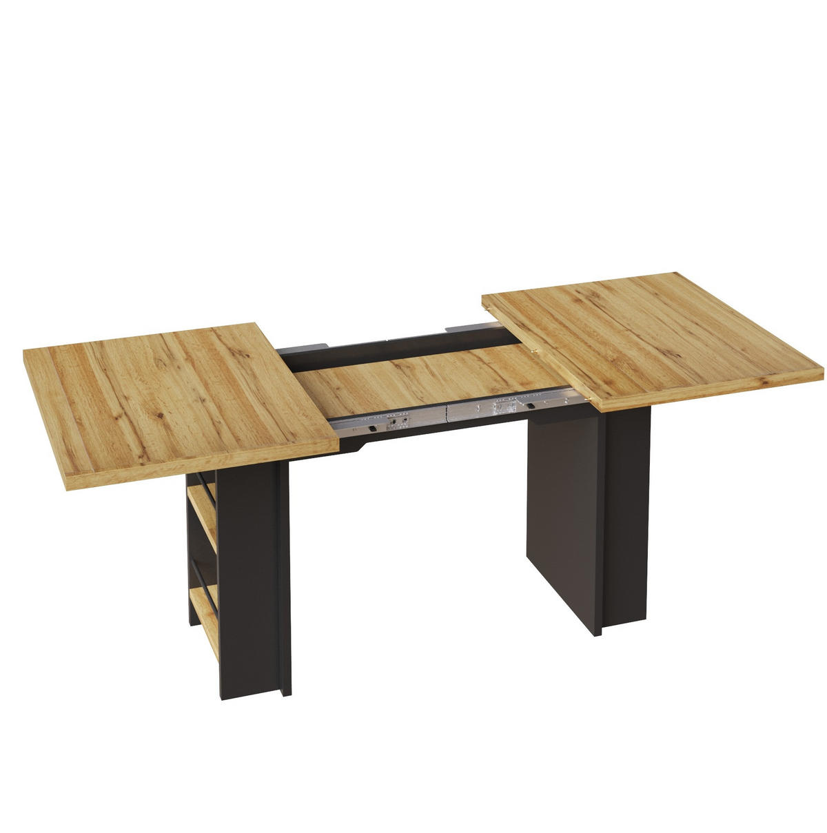 ESSTISCH 120-160/80/75 cm ausziehbar mit Regalen und Stauraum, Naturholzfarben - Braun, Holzwerkstoff (120/80/75cm) - Redom