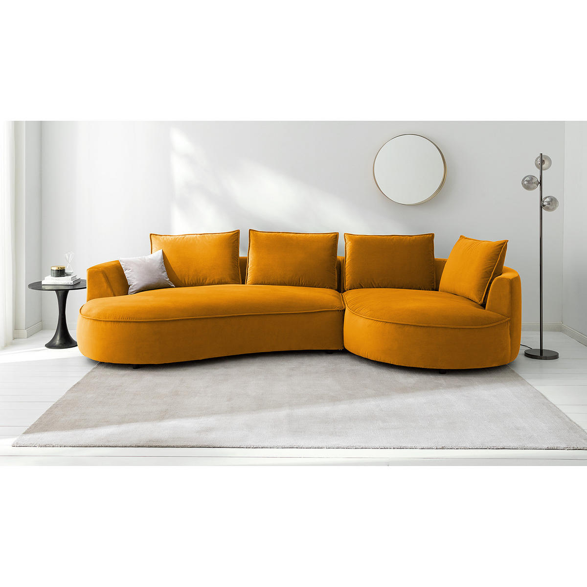 BIGSOFA - Gelb/Orange, Naturmaterialien/Kunststoff (322/82/154cm) - home24
