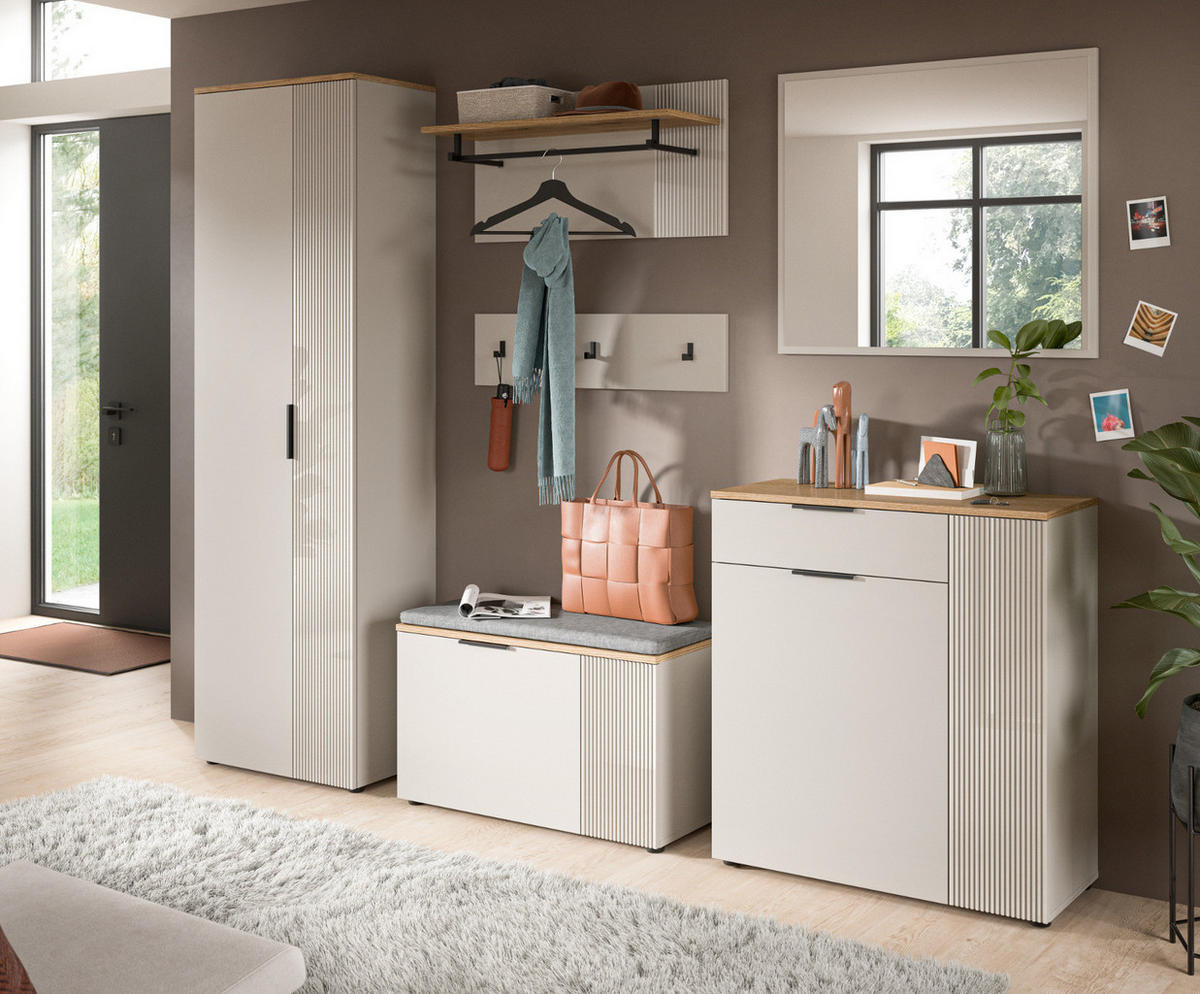 SCHUHSCHRANK Kaschmir Sand, Evoke Eiche, Flur Kommode 80 x 88 cm Skid - Kaschmir/Eichefarben, Holzwerkstoff/Kunststoff (80/88/36cm) - Inn.Furn