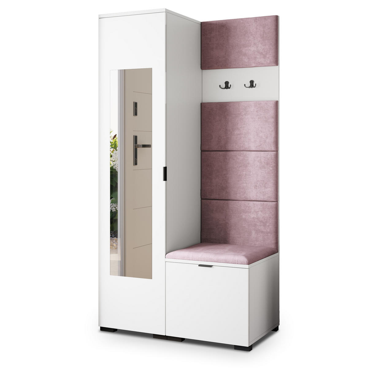 GARDEROBENSCHRANK VIRA 95/181/51 cm Modern Garderobe-Set Weiß - Lila/Weiß, Holzwerkstoff (95/181/51cm) - MASSENO