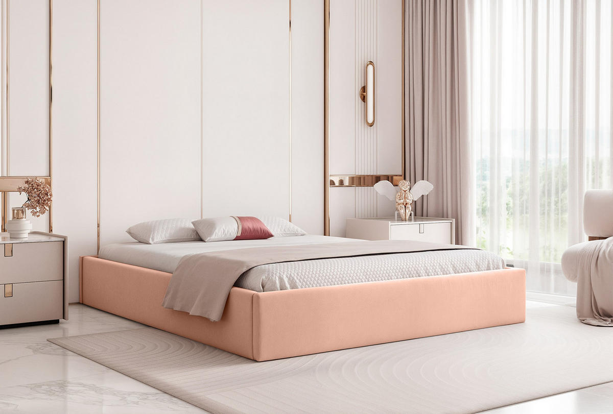 POLSTERBETT Casentico 180x200 cm, Cremeweiß - Pink, Textil (180/200cm) - Fedve