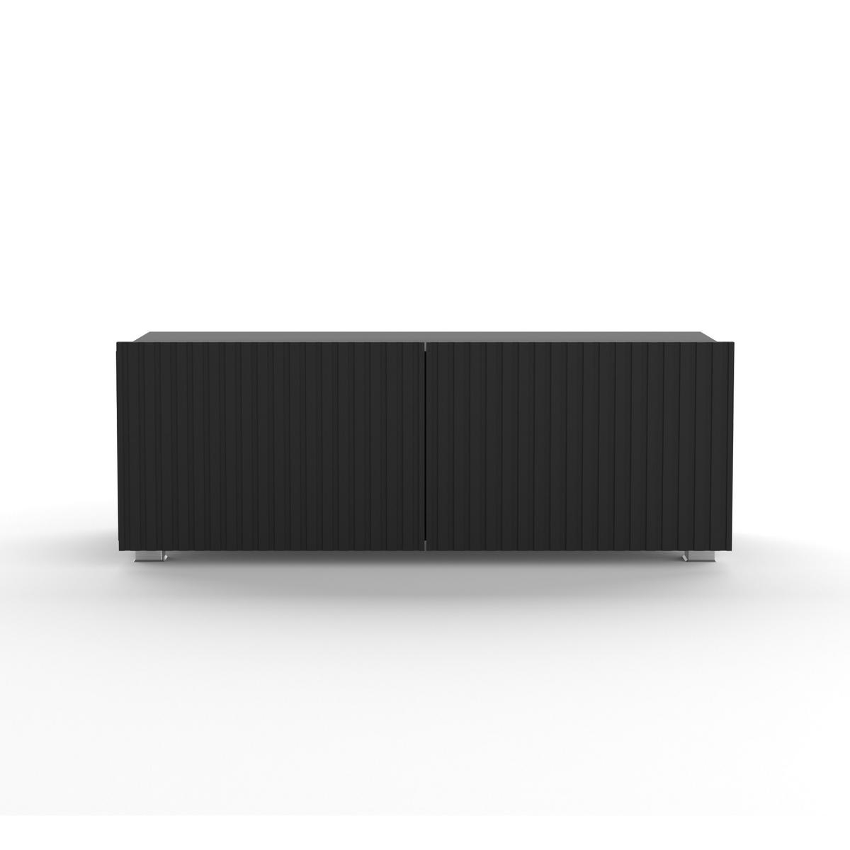 LOWBOARD Kavell mit 2 Türen, 100 cm, stehend/hängend, weiß matt - Schwarz, Holzwerkstoff (100/37.5/43cm) - Beautysofa