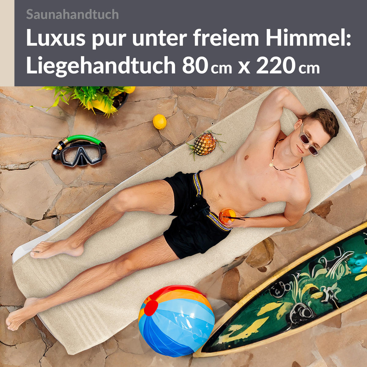 SAUNATUCH London Natur 80x220 cm - Naturfarben, Textil (80/220cm) - Lashuma