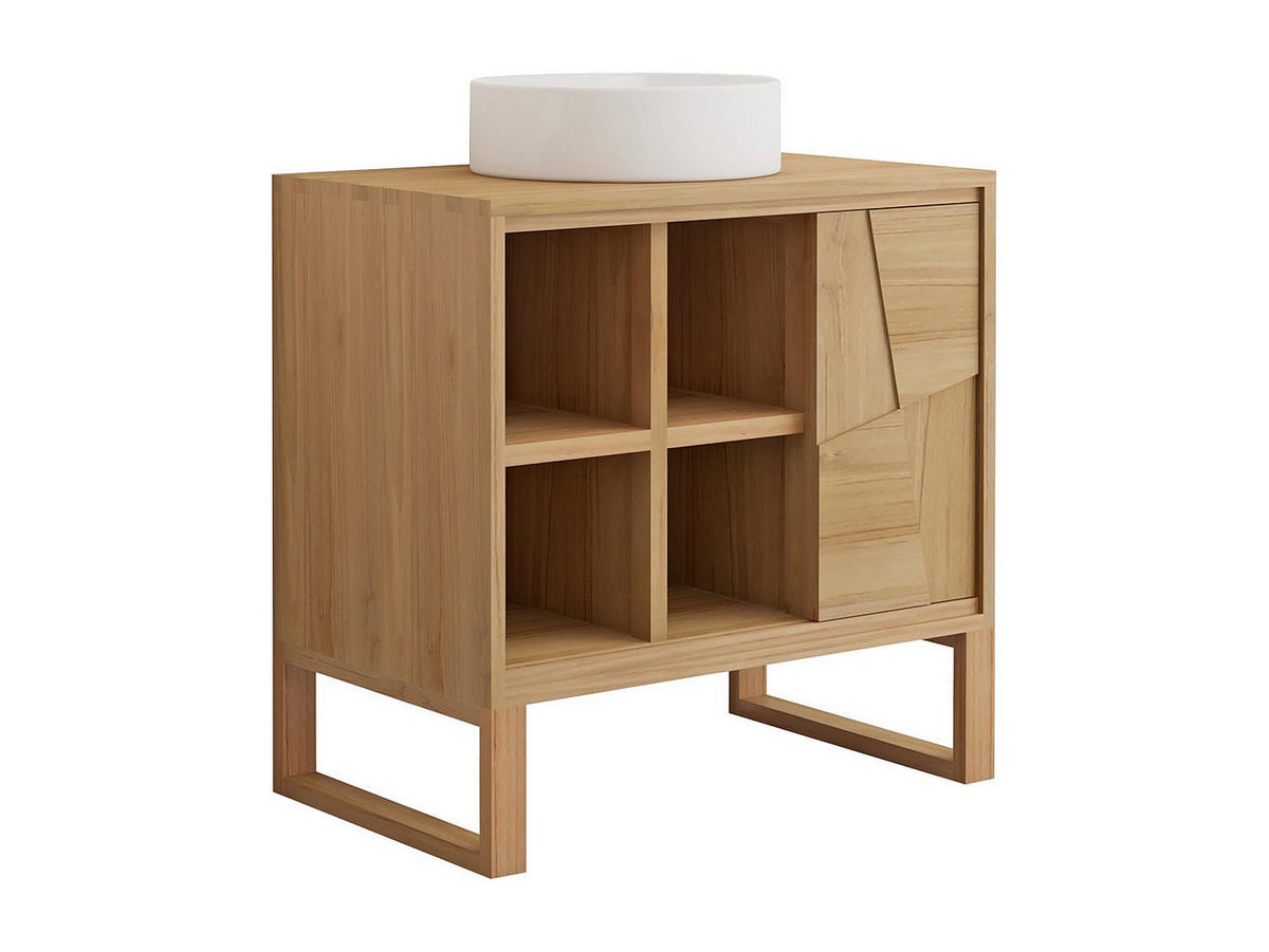 EINZELWASCHTISCH - 80 cm x 50 cm - Holz, Platte - Naturfarben Hell - MATARAM - Naturfarben, Holz (80/80/50cm) - Vente-Unique