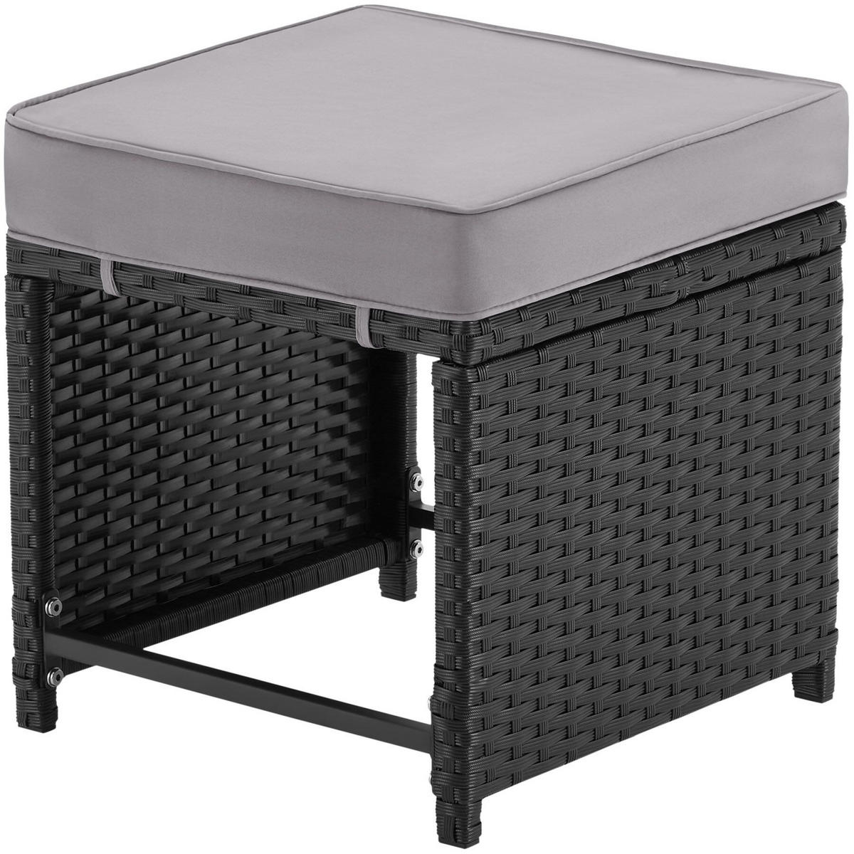 RATTANLOUNGE-SET Monopoli 2-in-1, Sofa und Sitzgruppe für 4, Polyrattan schwarz, 110 x 60 cm - Schwarz, Kunststoff - tectake