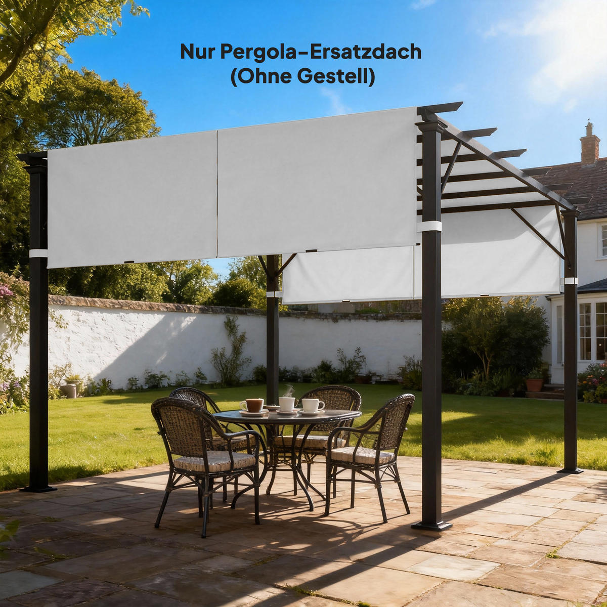 ERSATZDACH Polyester Hellgrau - Hellgrau, Textil (122/1/488cm) - Outsunny