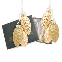 CHRISTBAUMSCHMUCK Tannenzapfen Mini-Set mit Band Goldfarbig 4cm (Glas / 6 Stk.) - Goldfarben, Glas (2/4/2cm) - Krebs Glas Lauscha