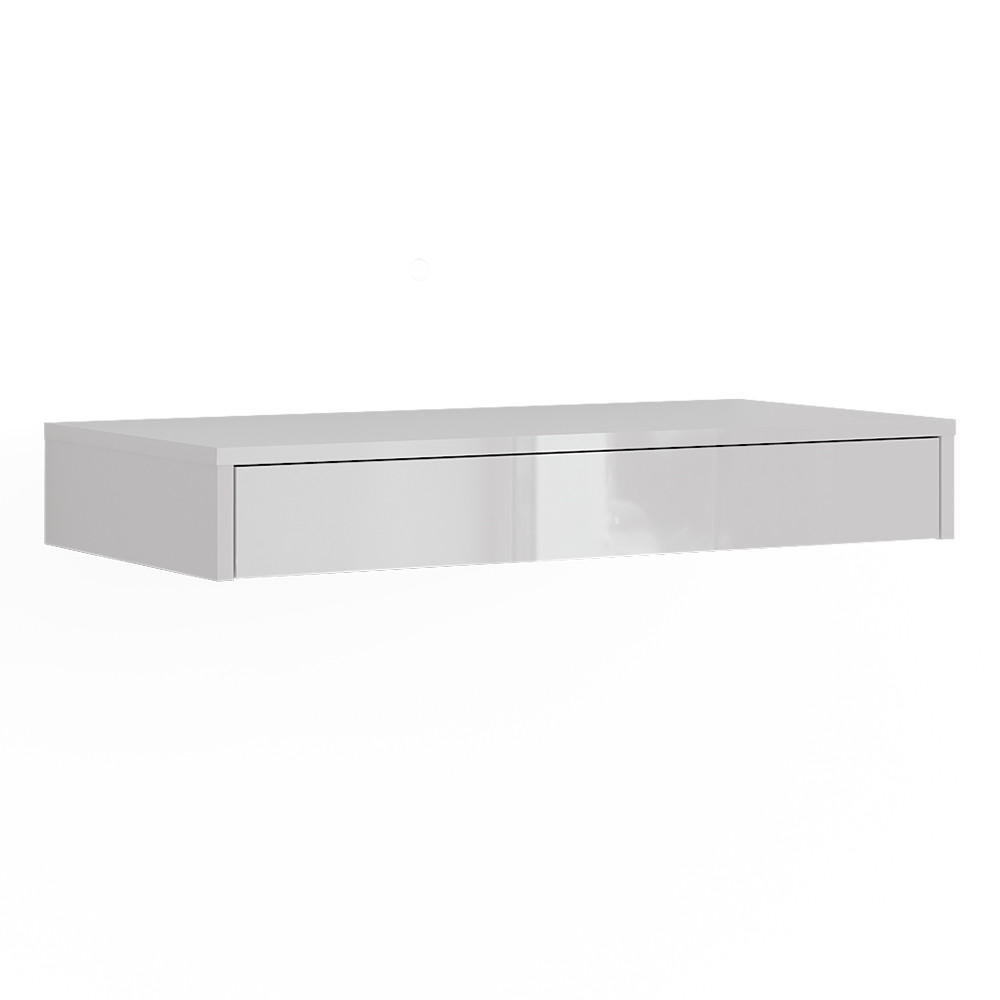 Vicco STĚNOVÁ POLICE Sherry Bílá vysoký lesk 81.4 x 12 cm se zásuvkou