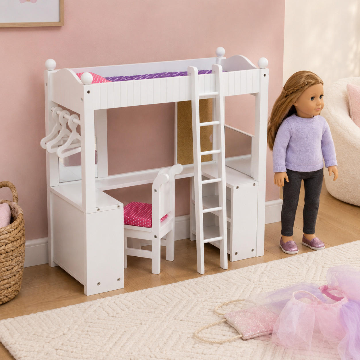 DOPPELSTOCKBETT für Puppen, Weiß, 53,3 cm - Weiß, Holz (53/53/25cm) - Teamson Kids