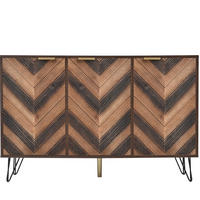 SIDEBOARD mit 3 Türen, Holzoptik mit goldenen Griffen und schwarzen Eisenfüßen, 120/38/76,5 cm,Naturfarben - Naturfarben, Holzwerkstoff (120/38/76.5cm) - Redom