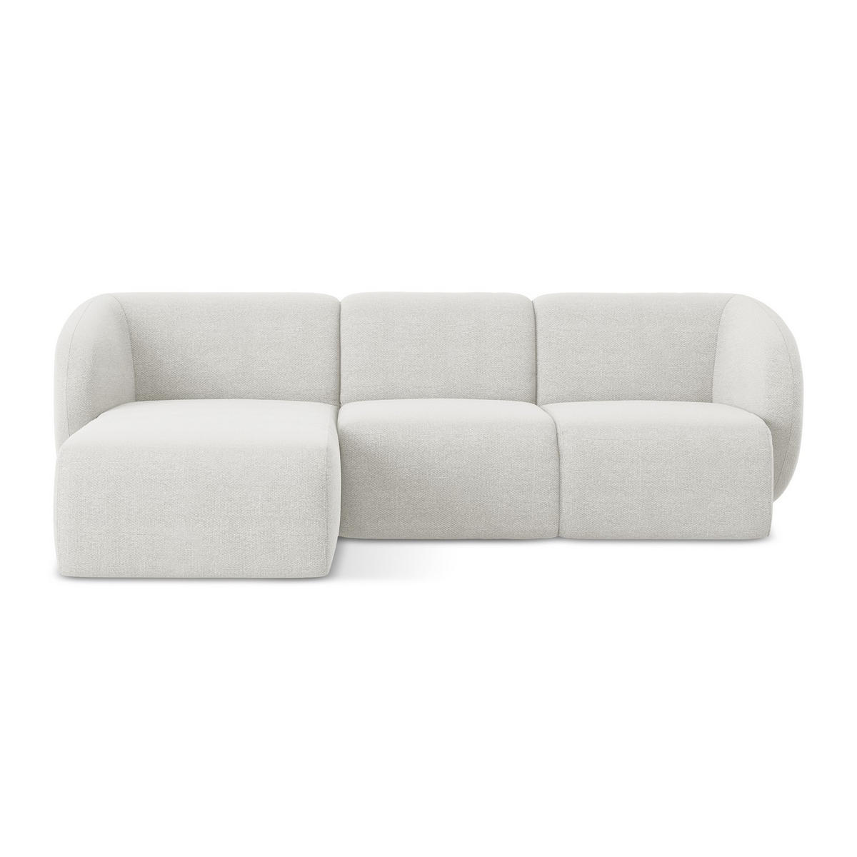 ECKSOFA Links Bouclé Stoff Weiß - Schwarz/Weiß, Holzwerkstoff/Kunststoff (248/166cm) - LaMiaSofa