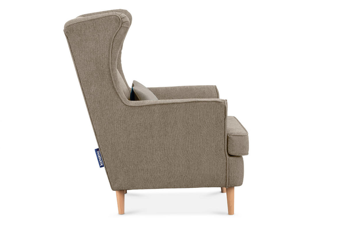 OHRENSESSEL STRALIS inklusive dekorativem Kissen, hellbraun - Hellbraun, Textil (82/108/80cm) - KONSIMO®