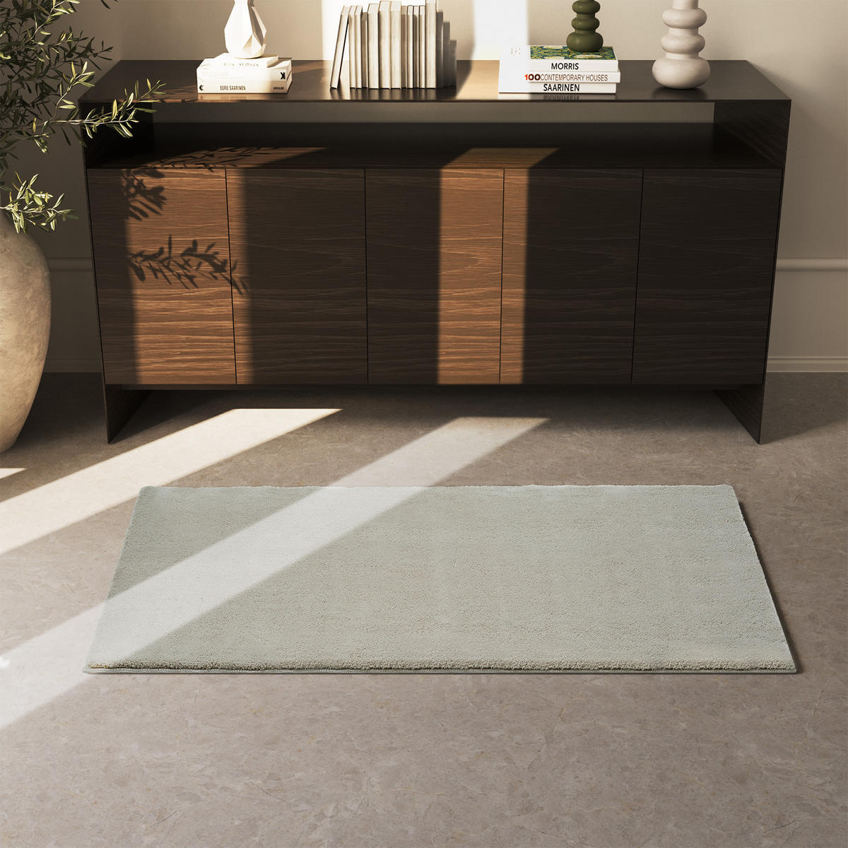 KURZFLORTEPPICH Soft Zone,rutschfeste Unterseite,Sand - Sandfarben, Kunststoff (150/80cm) - tectake