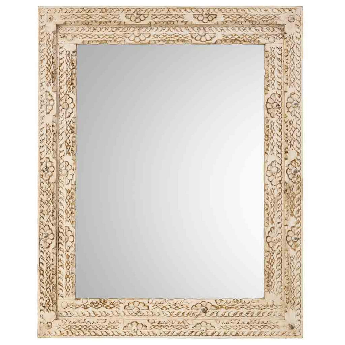 SPIEGEL aus Holz, weiß, 80x3x100cm - Beige, Holz (80/100/3cm) - Wanderlust