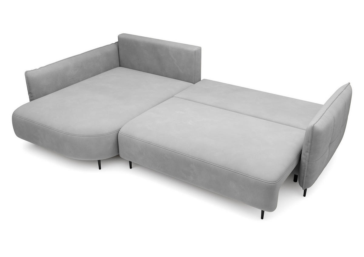 ECKSOFA Oblivio Grau Velours - Schwarz/Grau, Textil/Metall (285/200cm) - Selsey