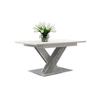 ESSTISCH rechteckig Weiß matt - Beton ausziehbar - Hellgrau/Weiß, Holzwerkstoff (80/140/75cm) - designimpex