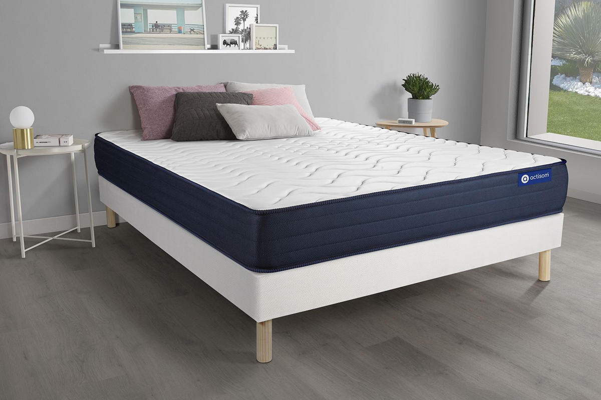 BETT Actimemo life Memory-Schaum 180 x 210 cm h4 - Kit Bettgestell Weiß - Beige/Weiß, Holz (180/210cm) - ACTISOM