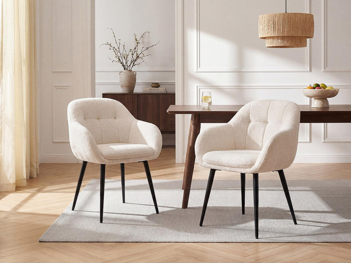 STUHL - 59 cm x 59 cm - Stoff - Cremefarben LASSANDRA - Creme, Textil (59/81/59cm) - Vente-Unique