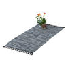 FLICKENTEPPICH - Blaugrau, Leder/Textil (140/70cm) - Relaxdays