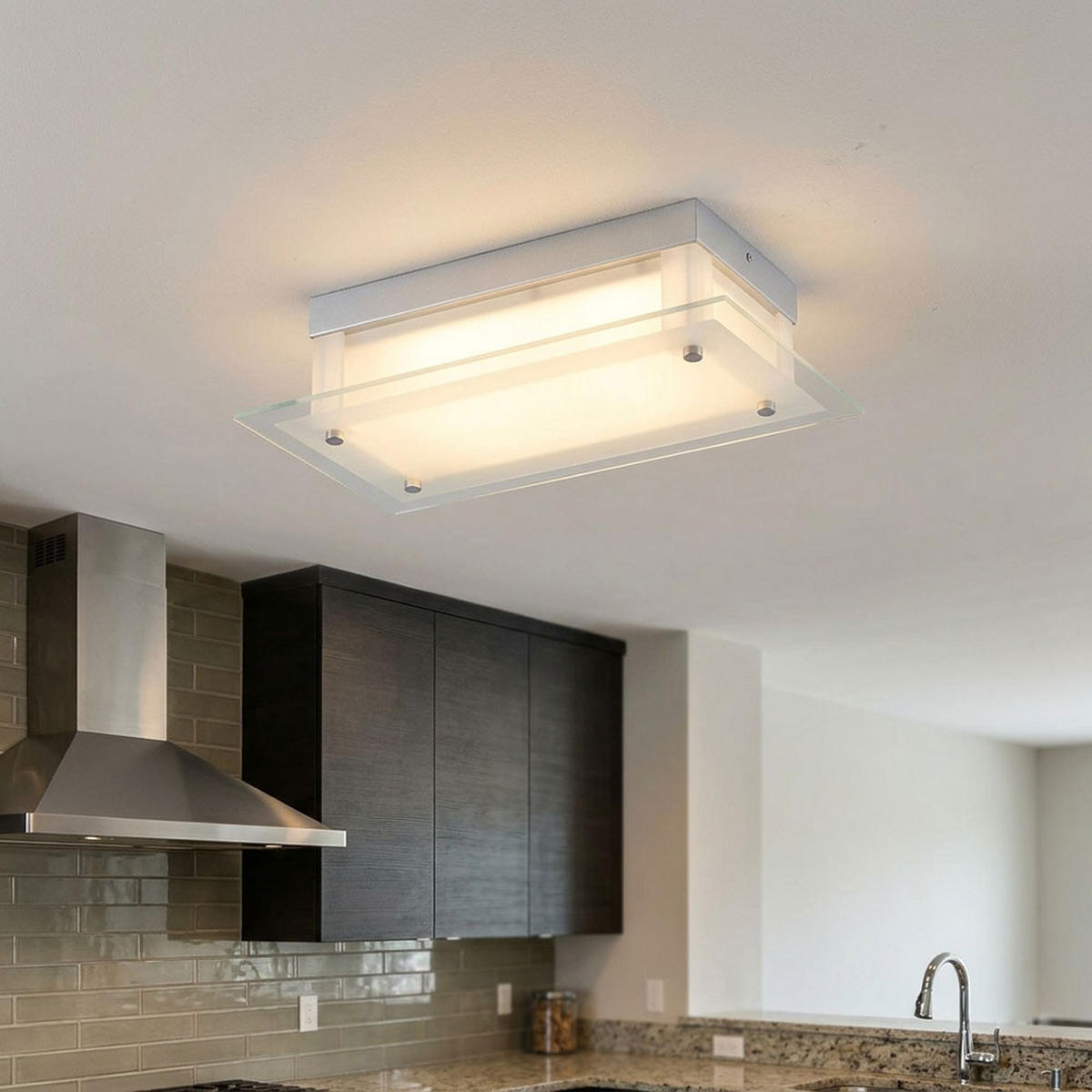 LED DECKENLEUCHTE Metall Glas Klar - Klar, Glas (36/19/10.5cm) - Globo Lighting