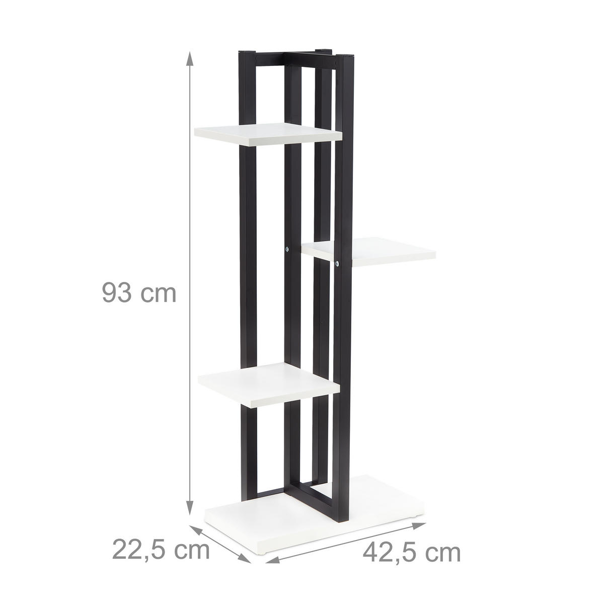 BLUMENREGAL - Schwarz/Weiß, Holzwerkstoff/Metall (42.5/93/22.5cm) - Relaxdays