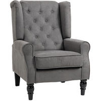 OHRENSESSEL Polyester mit Knopfheftung, Holzfüßen 74/86/102 cm Dunkelgrau - Dunkelgrau, Textil (86/102/74cm) - Redom