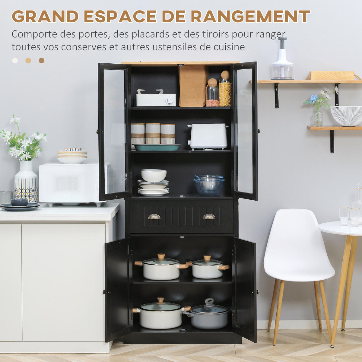 HIGHBOARD DE-11324 2 Glastüren Schwarz - Schwarz, Holzwerkstoff (40/182.5/76cm) - ComfortXL