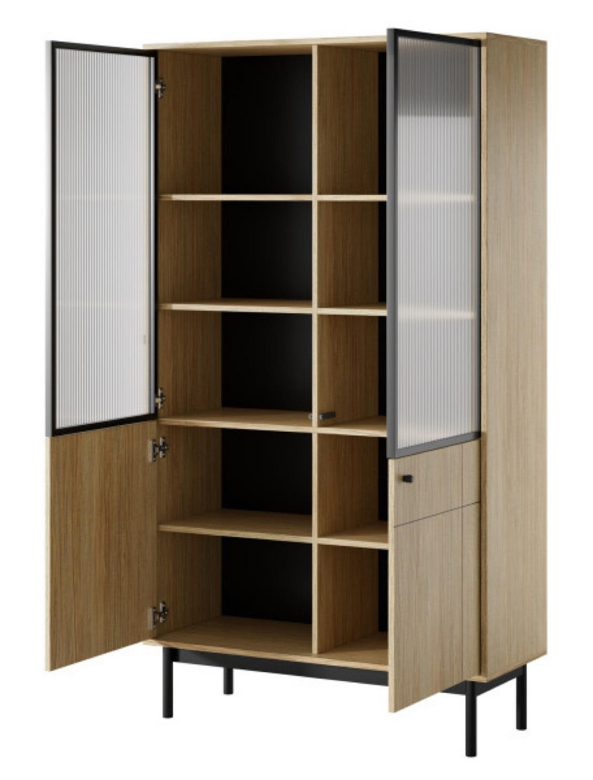 VITRINE Linea Eiche Nature WT104 Japandi Stil - Multicolor, Holzwerkstoff (103.4/184.6/39cm) - Sepro Meble