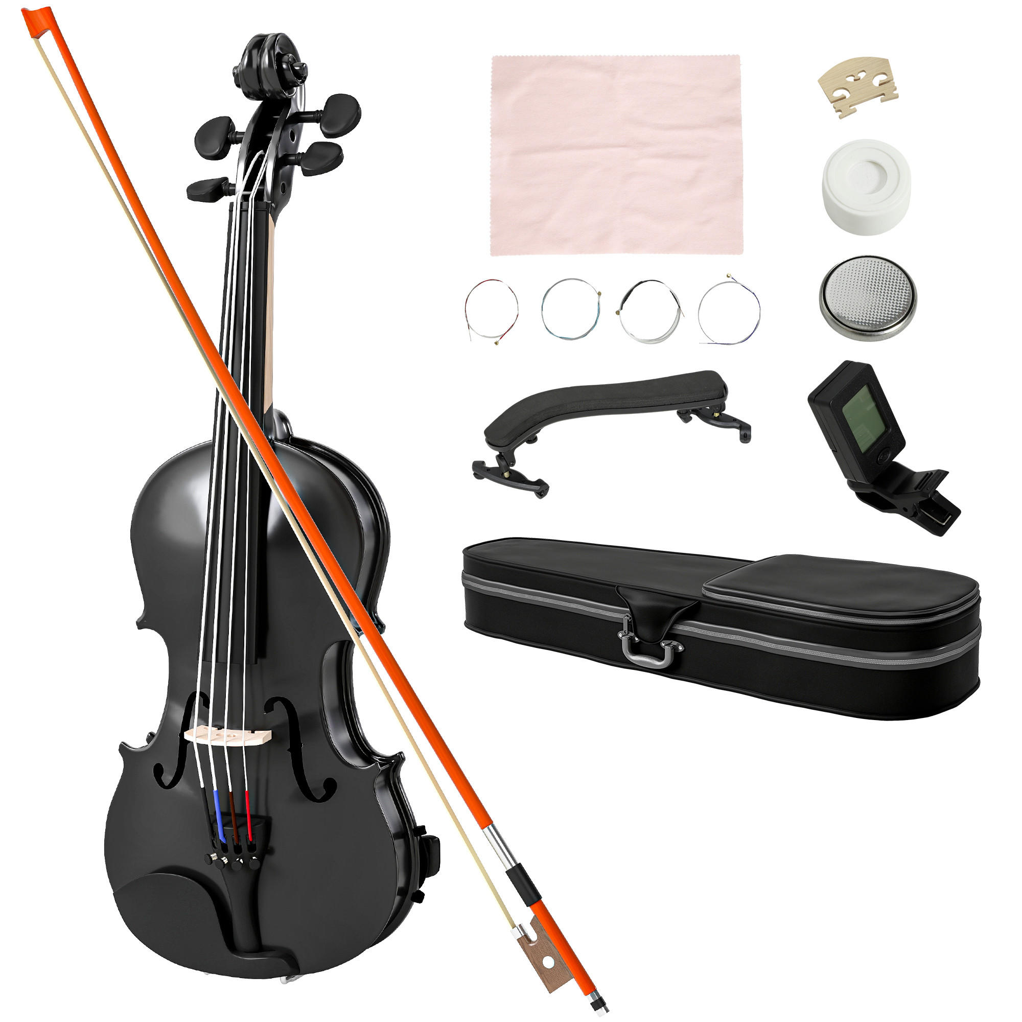 VIOLINE DE-18668 4/4 Komplettset für Anfänger Schwarz - Schwarz, Holzwerkstoff (21/7/60cm) - ComfortXL