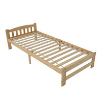 EINZELBETT 90/200 cm mit Kopfteil und Lattenrost aus massivem Kiefernholz, Natur - Naturfarben, Holz (90/200cm) - Redom