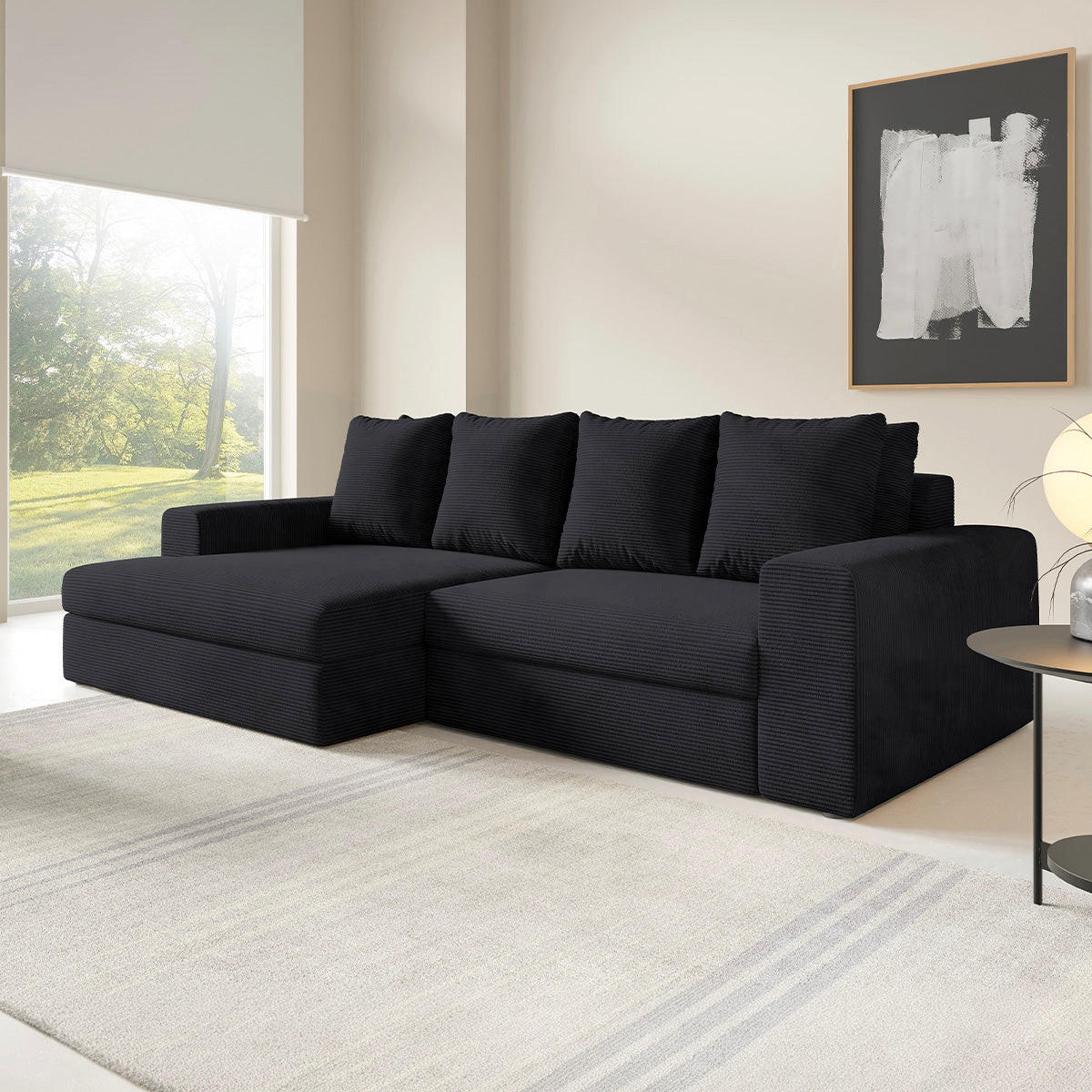 ECKSOFA Paola 3 Sitzplätze Schwarz - Schwarz, Holz (272/167cm) - Petits-meubles