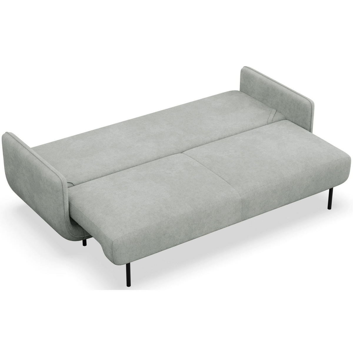 SCHLAFSOFA Ovals Hellgrau - Hellgrau/Schwarz, Textil/Metall (236/95/96cm) - Selsey