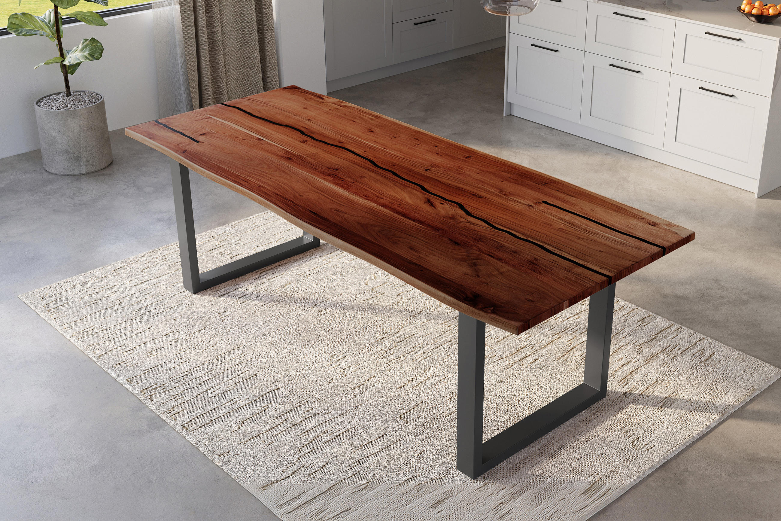 ESSTISCH POLLY - Schwarz/Braun, Holz/Metall (100/280/77cm) - SAM