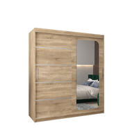 SCHWEBETÜRENSCHRANK 200/180/62 2-türig - Silberfarben/Sonoma Eiche, Holz/Kunststoff (180/200/62cm) - MÖBEL KRYSPOL