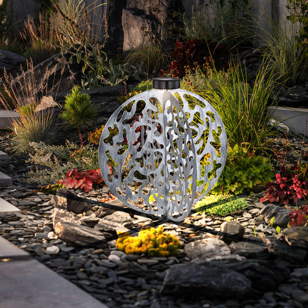 LED AUSSENLEUCHTE Metall Silber - Silberfarben, Metall (40/40/51cm) - Globo Lighting