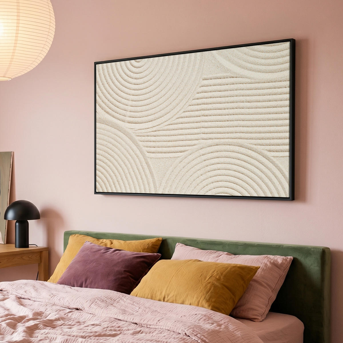 LEINWAND Bilder mit Rahmen - Muster - Abstrakt - Weiß - 120x80 - Beige, Textil (120/80cm) - MuchoWow
