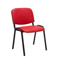 BESUCHERSTUHL Keen, Kunstleder mit Gestell Schwarz / Bezug Rot - Rot/Schwarz, Textil/Metall (54/79/48cm) - TPFLiving